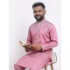 Designer Silk Sequence Embroidery Pink Men's Kurta with Pajama Set