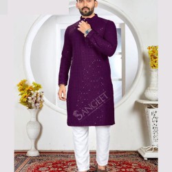 Rayon Chicken Sifli Sequence Designer Men Kurta with Pajama