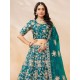 Art Silk Heavy Embroidery Designer Teal Blue Lehenga Choli Readymade