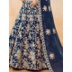Dark Blue Art Silk Embroidery Designer Lehenga Choli Readymade