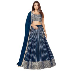 Dark Blue Sequins Designer Wedding Lehenga Choli Readymade