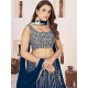 Dark Blue Sequins Designer Wedding Lehenga Choli Readymade