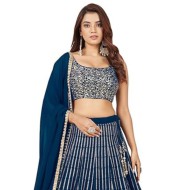 Dark Blue Sequins Designer Wedding Lehenga Choli Readymade