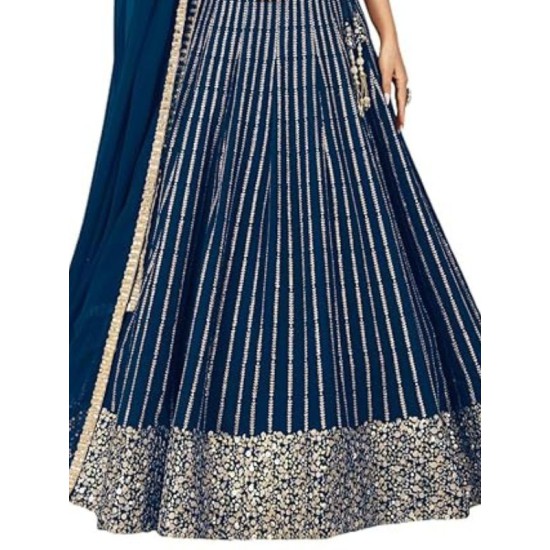 Dark Blue Sequins Designer Wedding Lehenga Choli Readymade