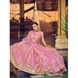 Designer Ribbon Heavy Embroidery Net Lehenga Choli Readymade