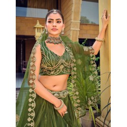 Designer Ribbon Heavy Embroidery Net Lehenga Choli Readymade