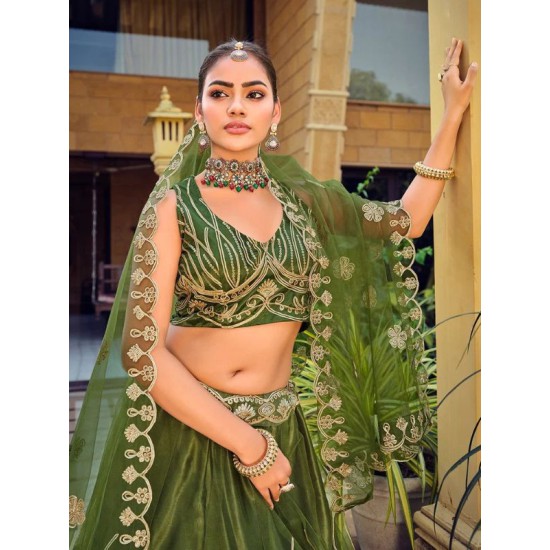 Designer Ribbon Heavy Embroidery Net Lehenga Choli Readymade