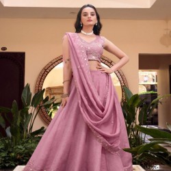 Fancy Designer Embroidered Peach Pink Lehenga Choli Readymade
