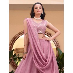 Fancy Designer Embroidered Peach Pink Lehenga Choli Readymade