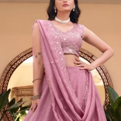 Fancy Designer Embroidered Peach Pink Lehenga Choli Readymade