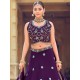 Georgette Floral Heavy Embroidery Beads Purple Lehenga Choli Readymade