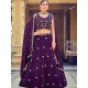 Georgette Floral Heavy Embroidery Beads Purple Lehenga Choli Readymade