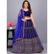 Latest Embroidery Wedding Velvet Dark Blue Lehenga choli Readymade