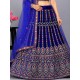 Latest Embroidery Wedding Velvet Dark Blue Lehenga choli Readymade