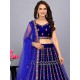 Latest Embroidery Wedding Velvet Dark Blue Lehenga choli Readymade