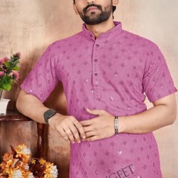 Rayon Chicken Sifli Sequence Designer Men Shorts Kurta
