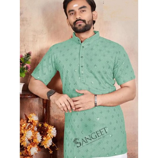 Rayon Chicken Sifli Sequence Designer Men Shorts Kurta