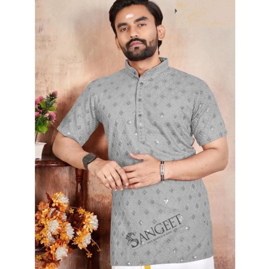 Rayon Chicken Sifli Sequence Designer Men Shorts Kurta