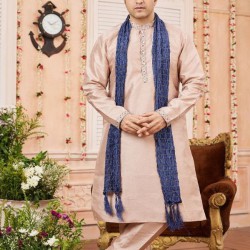 Traditional Wedding  Art Banarasi Silk Men's Kurta Pajama With Dupatta Set