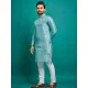 Soft Silk Thread Embroidery Men's Kurta with Pajama Set 3XL