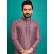 Soft Silk Thread Embroidery Men's Kurta with Pajama Set 3XL