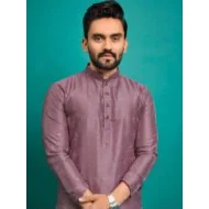 Soft Silk Thread Embroidery Men's Kurta with Pajama Set 3XL