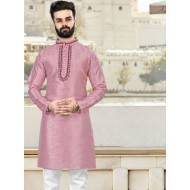 Soft Silk Embroidery Men's Kurta with Pajama Set 3XL