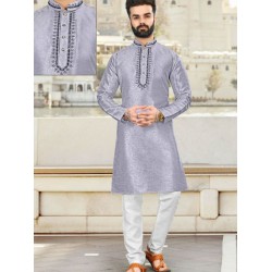 Soft Silk Embroidery Men's Kurta with Pajama Set 3XL