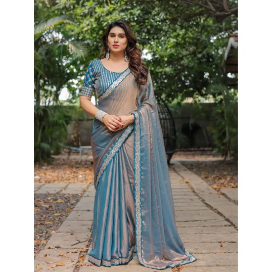 Chiffon Saree With Fancy Sequin Designer Ready to Wear One Minute Saree Chiffon Saree With Fancy Sequin Designer Ready to Wear One Minute Saree