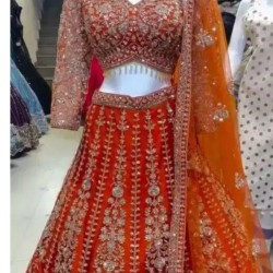 Georgette Heavy Sequins Embroidery Designer Wedding Lehenga Choli Readymade