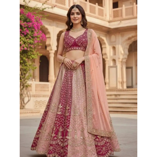 Heavy Designer Mirror Stone Work Wedding Lehenga Choli Readymade