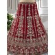 Red Floral Embroidery Heavy Net Lehenga Choli Readymade Red Floral Embroidery Heavy Net Lehenga Choli Readymade