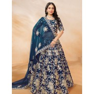 Teal Blue Art Silk Heavy Embroidery Designer Lehenga Choli Readymade