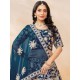 Teal Blue Art Silk Heavy Embroidery Designer Lehenga Choli Readymade