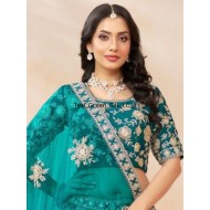 Teal Green Art Silk Heavy Embroidery Designer Lehenga Choli Readymade