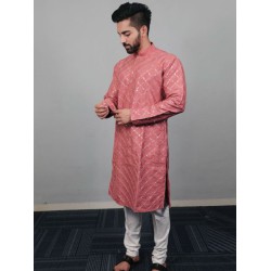 Golden Mirror Soft Silk Men's Kurta with Pajama Set 3XL