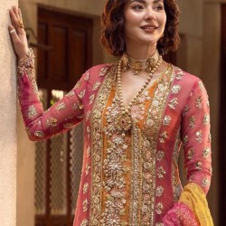 Pink Organza Embroidered Trendy Salwar Suit Set Party Wear