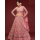 Baby Pink Zari Embroidery Heavy Net Lehenga Choli Readymade