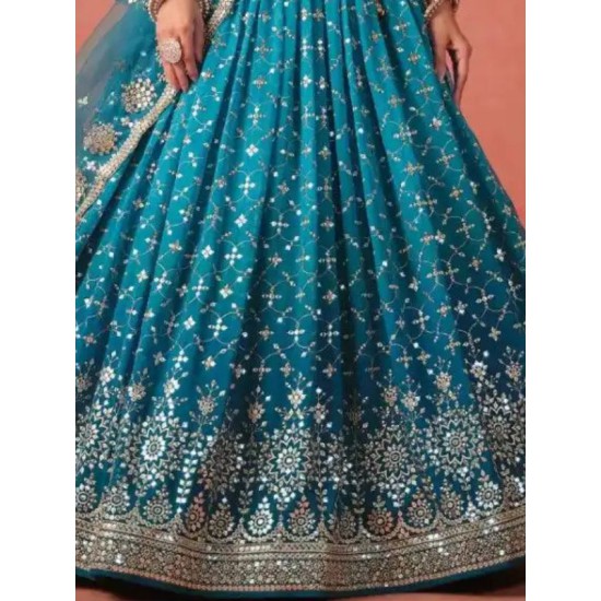 Blue Sequence Embroidered Lehenga Choli Readymade