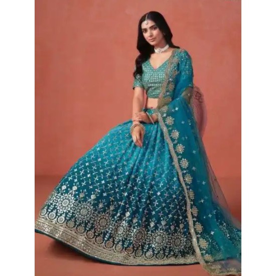 Blue Sequence Embroidered Lehenga Choli Readymade