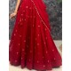 Georgette Floral Sequins Red Blue Lehenga Choli Readymade