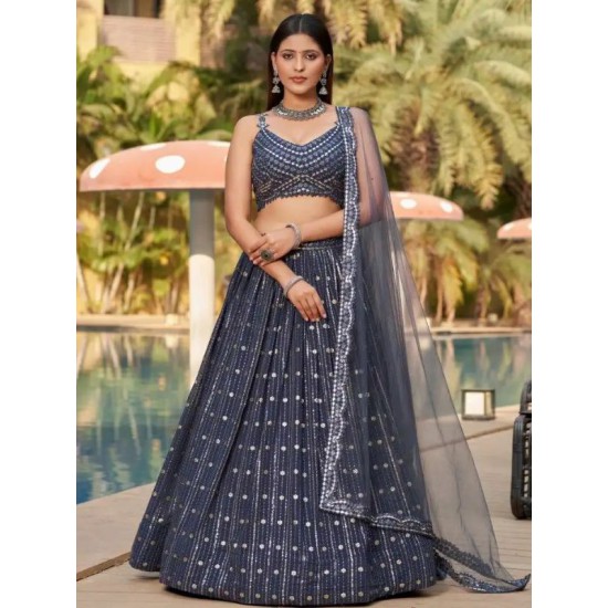 Golden Palm Georgette Designer Embroidered Lehenga Choli Readymade
