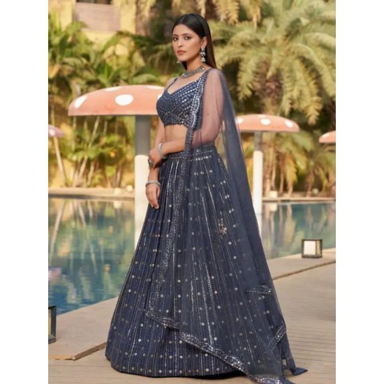 Golden Palm Georgette Designer Embroidered Lehenga Choli Readymade