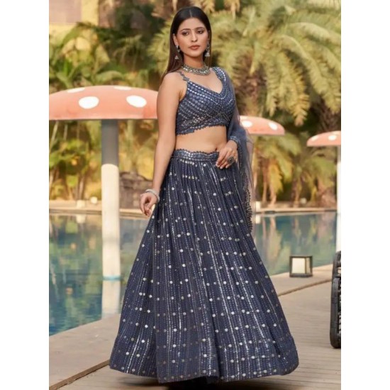 Golden Palm Georgette Designer Embroidered Lehenga Choli Readymade