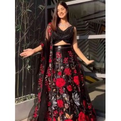 Heavy Net Fancy Embroidery Sequence Lehenga Choli Readymade