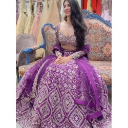 Heavy Net Purple Fancy Embroidery Lehenga Choli Readymade