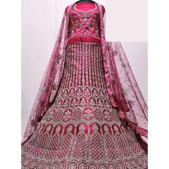 Hot Pink Designer Heavy Embroidery Lehenga Choli Readymade
