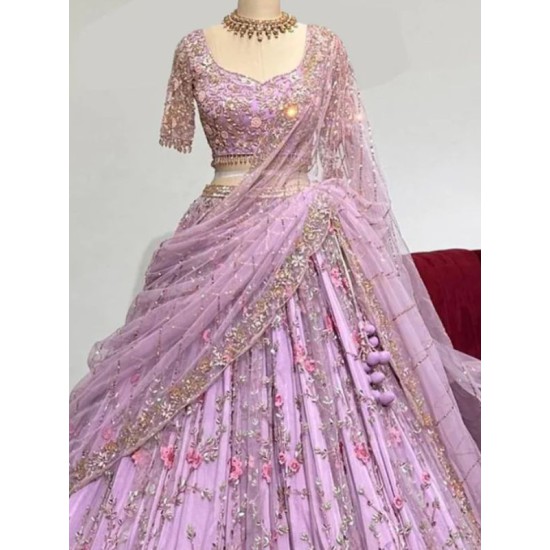 Latest Heavy Embroidery Fancy Soft Net Lehenga Choli Readymade