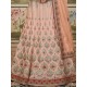 Latest Silk Embroidery Designer Peach Lehenga Choli Readymade