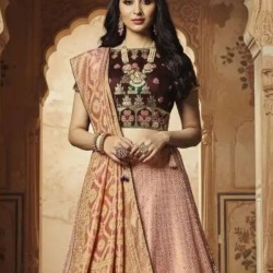 Maroon Peach Silk Latest Designer Lehenga Choli Readymade